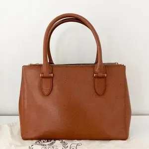 Polo by Ralph Lauren- Cognac Leather Newbury Lauren by ralph lauren newbury double zip satchel + FREE  main image 3